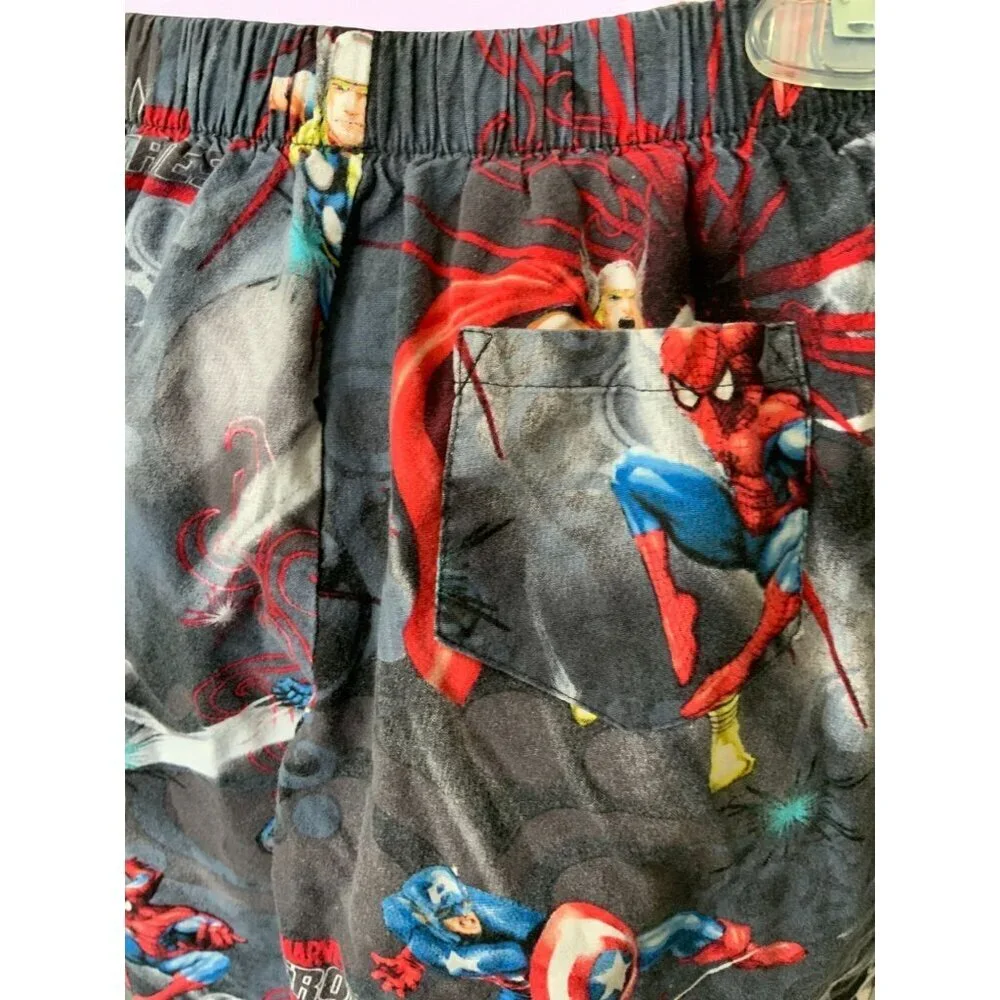 Marvel Heroes Kids Pajama Pants Medium Avengers Print Lounge Sleep Bottoms Boys